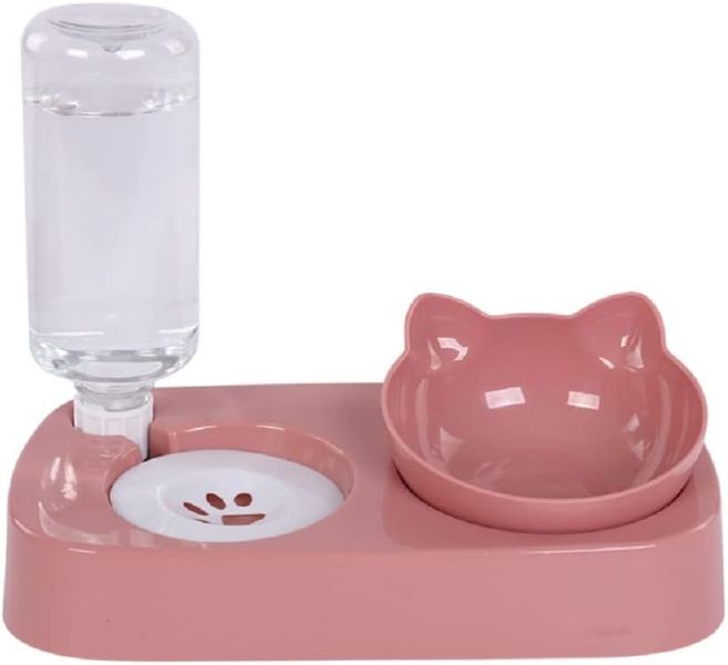 Tilted Raised Double Pet Bowls Gravity Water Dispenser Small Medium Dog Cat