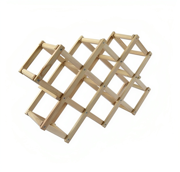 Brown Tabletop Foldable Wooden Diamond-Shaped Wine Rack 10-Bottles-ngat