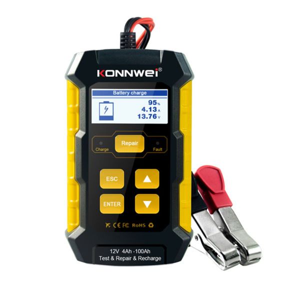 Konnwei KW510 3-in-1 Car Battery Tester 12V, Charger 5A &amp; Pulse Repair