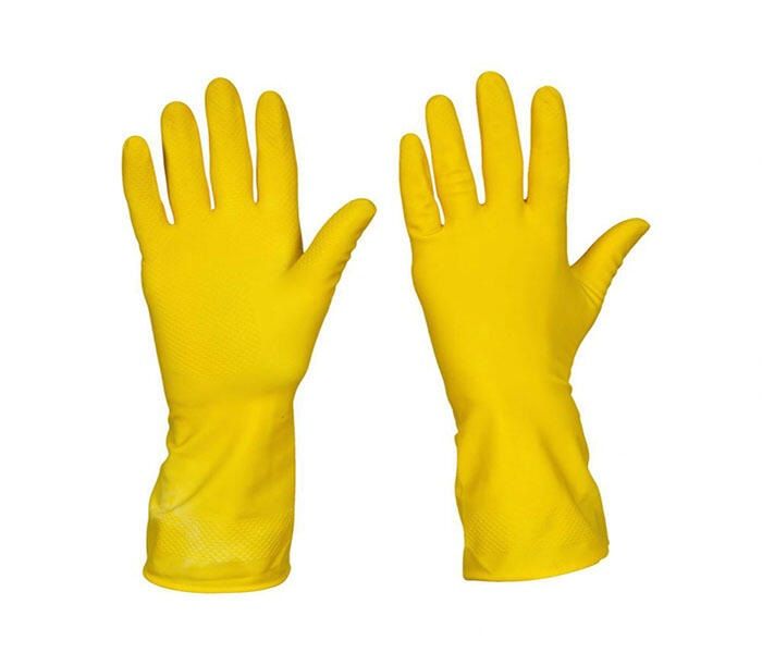 Kitchen Gloves Yellow Rubber Household Gloves (Pair)M Pack OF 2