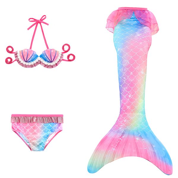 Iconix 3 Piece Kids Pink Pastel Mermaid Bikini | GB35