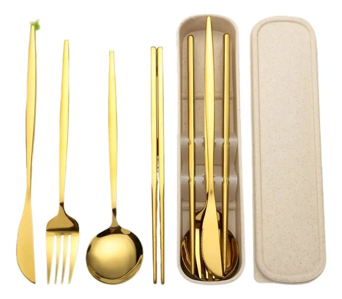 4pcs Black Stainless Steel Cutlery Set - Knife Fork Spoon Gift