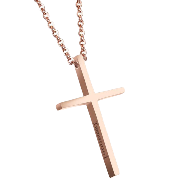 Immanuel Cross Female Necklace Rose Gold