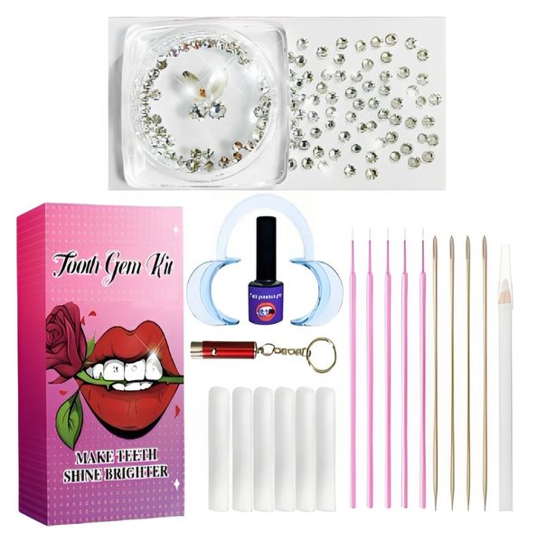 Tooth Gem Kit 220pcs DIY Shiny Teeth Ornament for Girls/Women