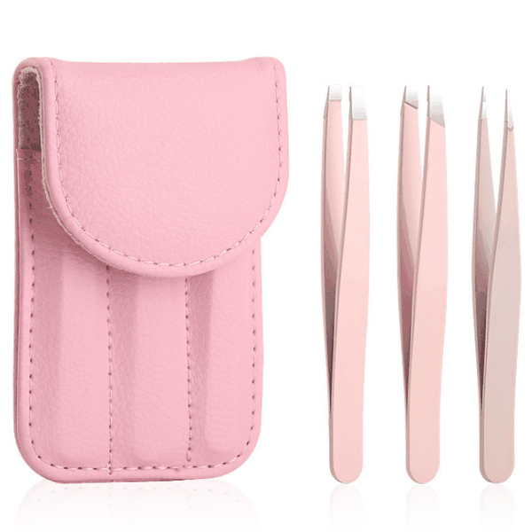 Eyebrow Tweezer Trio Set with Leather Case