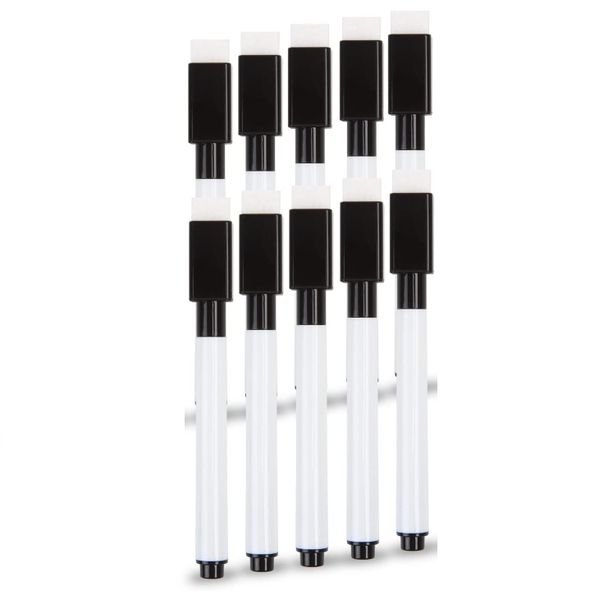10Pcs Black Magnetic Dry Erase Markers, Small Dry Erase WhiteBoard Markers