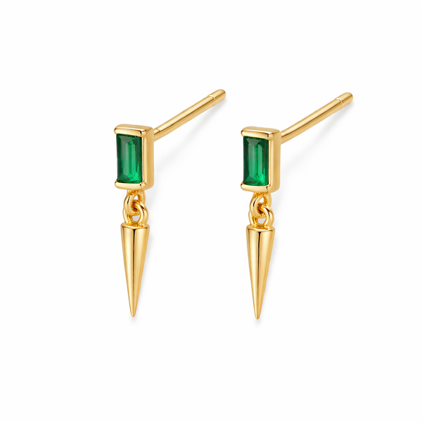 Vixen Emeral Green and Gold Studs