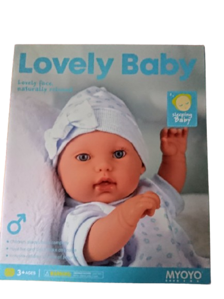 Baby Doll in White Pajamas, Hat, Blanket for Little Girls