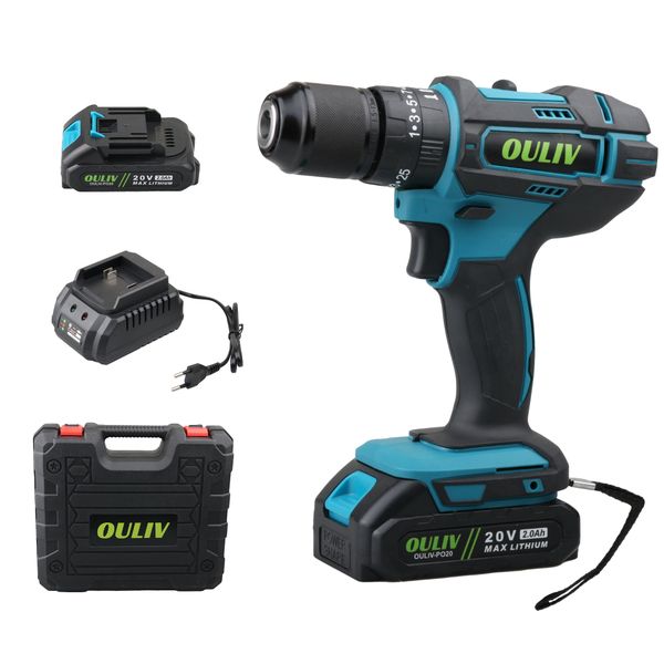 OULIV 80Nm Brushless Impact Drill with Battery ,Stepless Speed Control