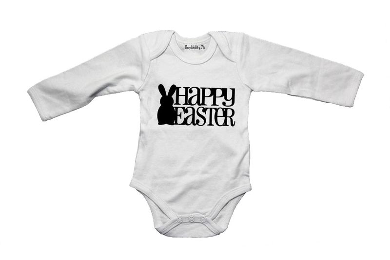 Happy Easter - Bunny Silhouette - Long Sleeve - Baby Grow