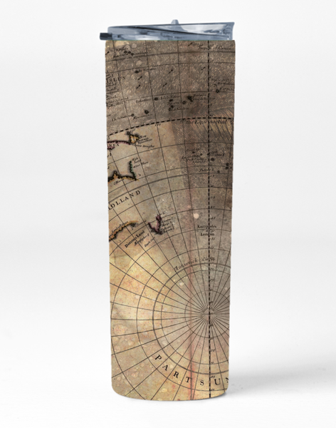 Old Map 8 20 Oz Straight Skinny Tumbler Straw Cup Trendy Graphic Present025