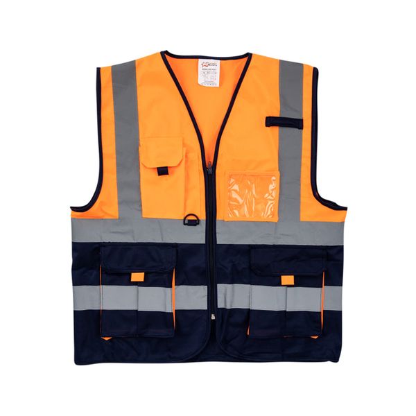 PIONEER SAFETY Vests Pioneer Signaling With Zip Id Pocket Orange/Navy