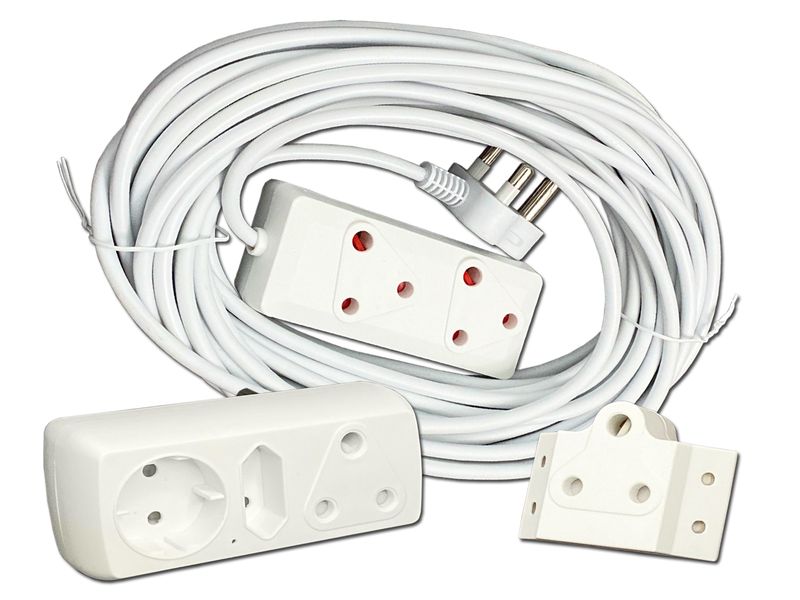 Everlotus Extension Cord 15M Bundle With 3 Way Multi-Plug And 1 Adapter