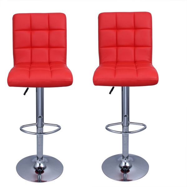High Back Bar Stools - Set of 2 - Red Colour