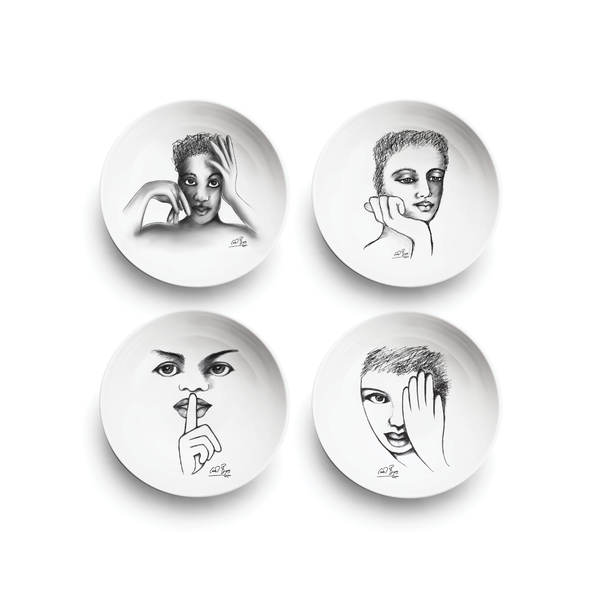Carrol Boyes Cereal / Soup Bowl Set of 4- Modern Sketchbook