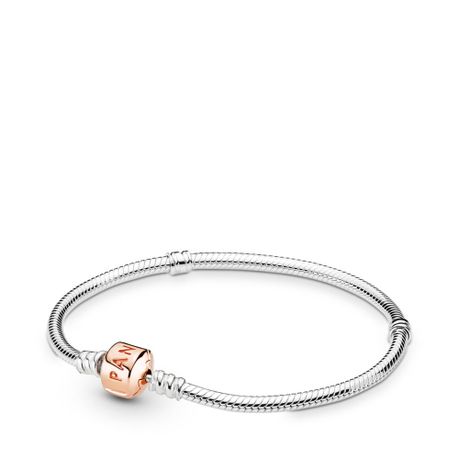 Pandora silver bracelet with on sale rose gold clasp