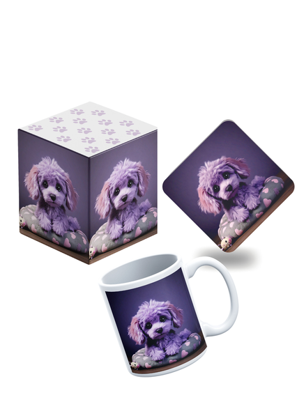 Blue &amp; Purple Poodle Mug Set