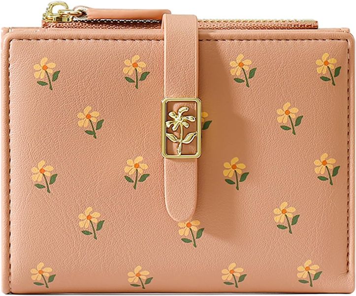 Women's Sweet Print Short Bi-fold Wallet - Pink