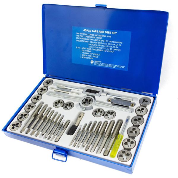 SuaTools - 40 Piece Metric Professional Alloy Steel Taps &amp; Die Set