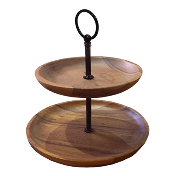 2 Tier Acacia Tea Stand