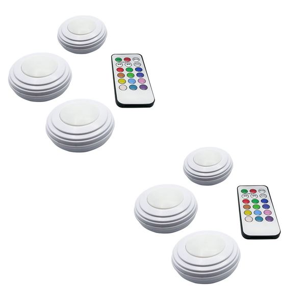 Set of 2 3 Remote Controlled Colour Changing Puck Lights