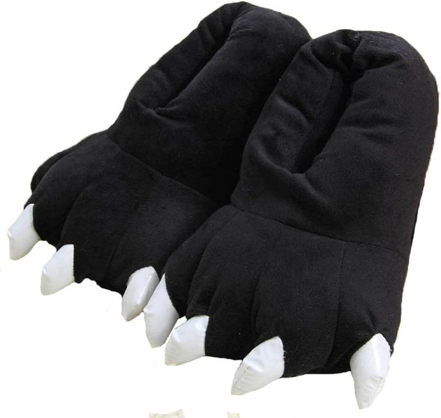 Soxy Lady Monster feet Slippers - Black with White Claws