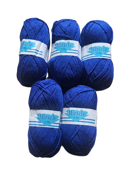 Wool Yarn 100g 4 Ply (Pack of 5) - Royal Blue