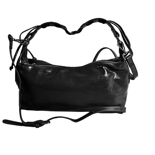 Fashion Women's Solid Color Shoulder Bag with Adjustable Strap - Black