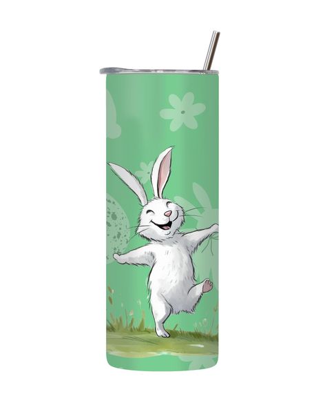 Happy Bunny 20 Oz Straight Skinny Tumbler Trendy Easter Graphic Present 082
