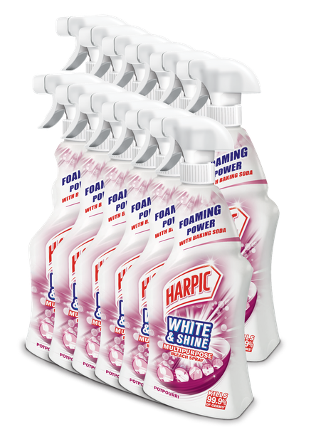 Harpic White &amp; Shine Multi Purpose Bleach Spray - Pot Pourri - 12 x 500ml