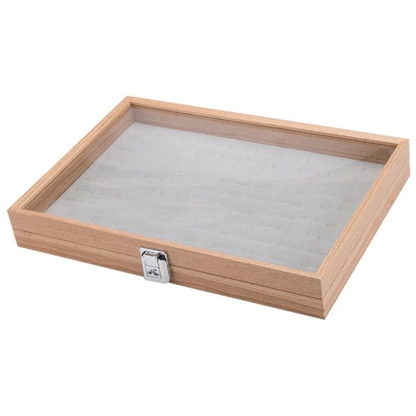 Alanes 100 Slots Ring Earring Organizer Display Tray with Transparent Lid