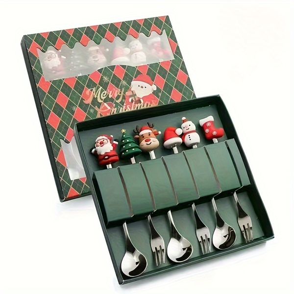 Oval Christmas Spoons &amp; Forks Set, Dishwasher Safe