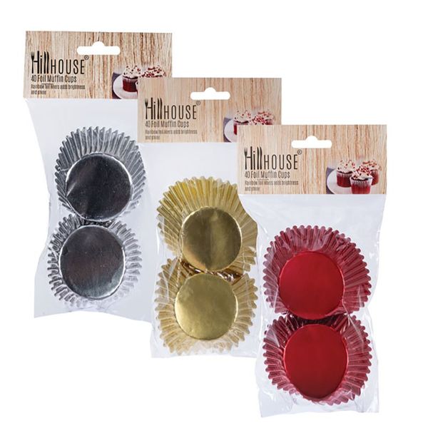 Foil Muffin Cups - Pack of 40 Assorted Colours (3 Pack)