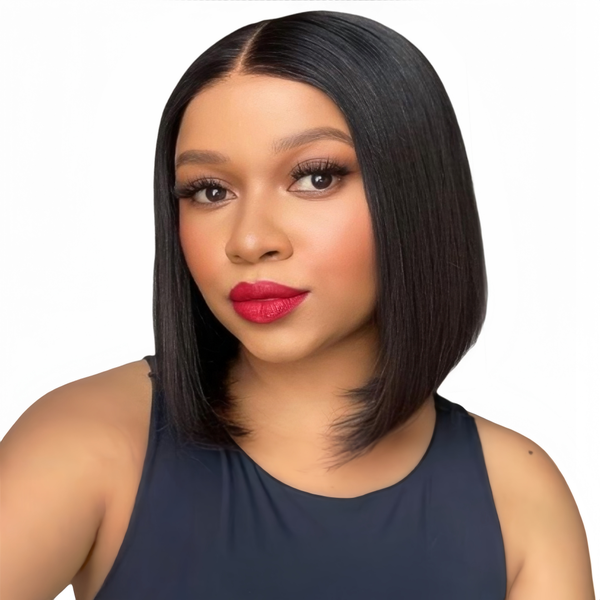 Eligababy 12-Inch Straight Bob Wig - Transparent Lace Front