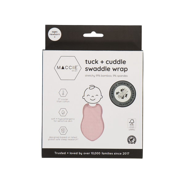 MACCIE Tuck + Cuddle Newborn Stretchy Swaddle Wrap l ribbed bamboo