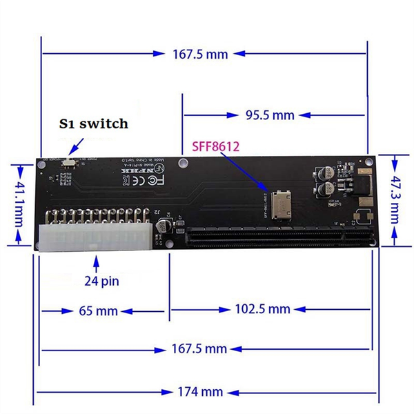 For Oculink Sff-8612/1 Adapter Card Pci-E 16X 2230 M 2 M-Key Adapter