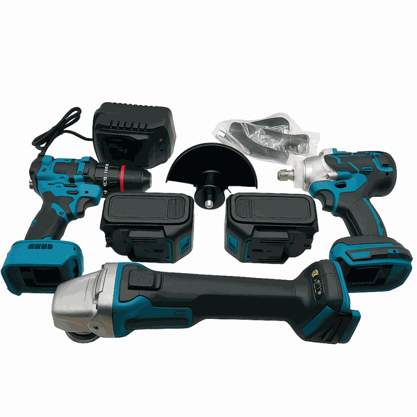 3-in-1 Cordless Tool Kit - Impact Drill - Wrench - Grinder