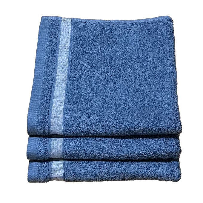 3 Pack Hand Towel 50 x 100cm Cotton - Denim Blue