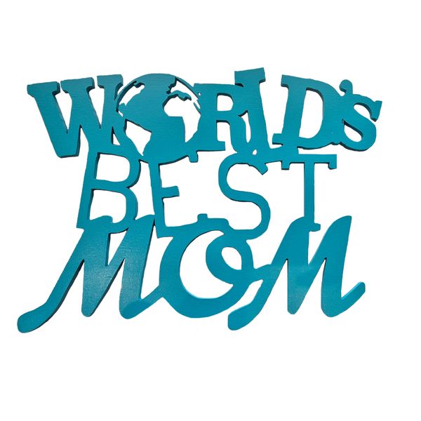 World's Best Mom - 26cm Turquoise Wooden Sign
