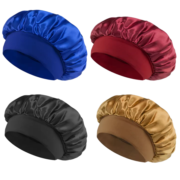 4 Pieces Satin Bonnet Silk Bonnet Light Weight Hair Bonnet For Sleeping