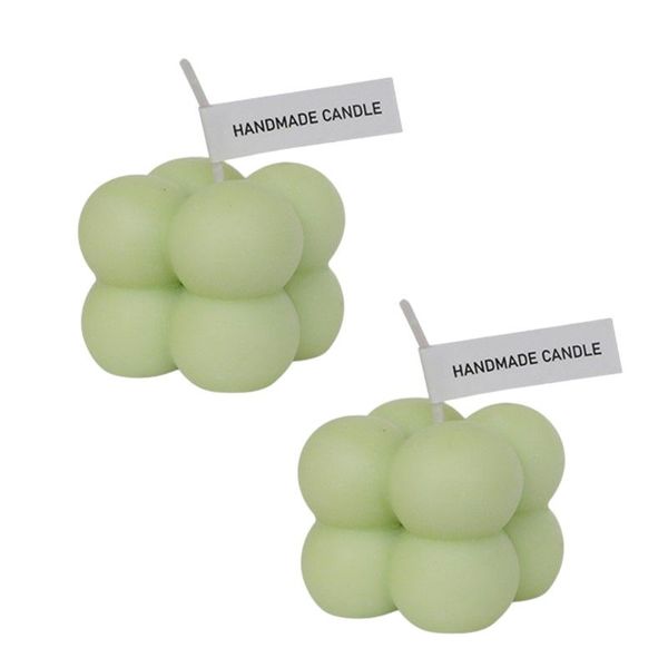 2 Piece - Handmade Bubble Scented Candle Set - Green