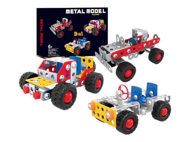 3-In-1 DIY Metal Model Racing Car Building Set- 127PCS