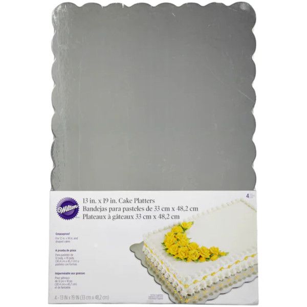 Wilton 13 x 19" Silver Cake Treat Platter Scalloped Edges Decorating 4 Pack