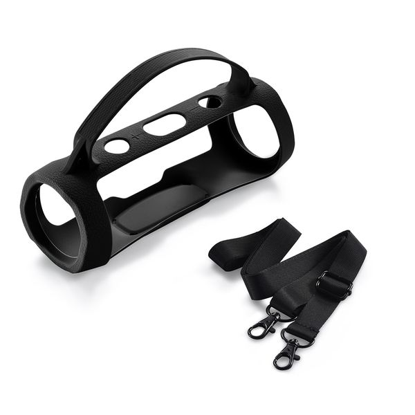 Techme Silicone Protective Case w/ Strap for JBL Charge Essential 2 - Black