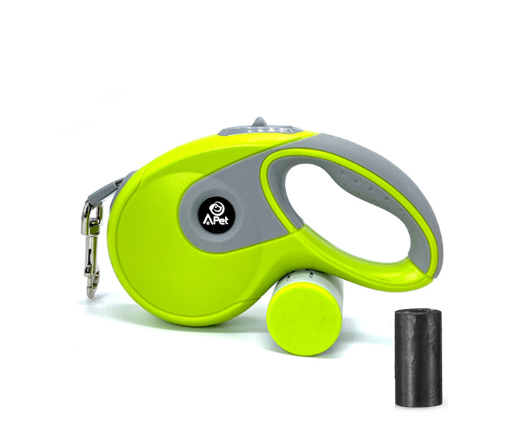 A-Pet 5 Metre Retractable Dog Leash With Clip-On Poop Bag Dispenser &amp; Bags