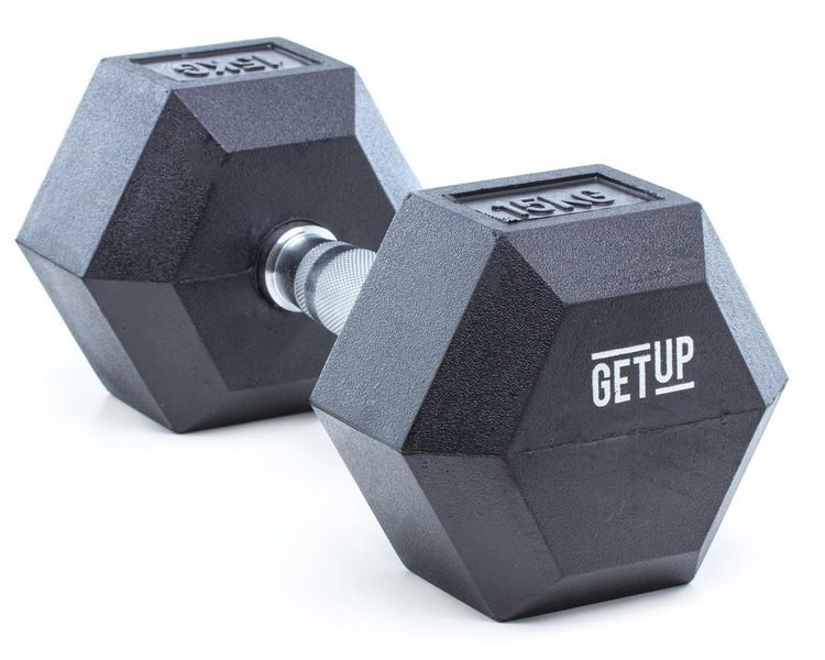 GetUp Hex Rubber Dumbbell - 15kg