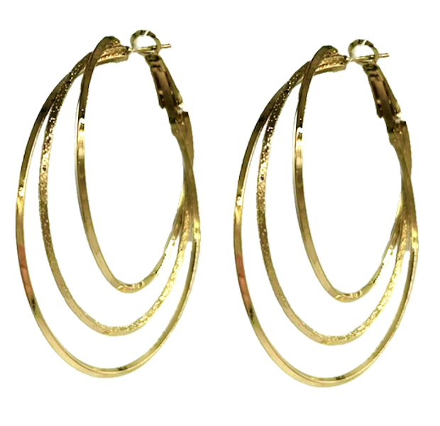 Stunning 3 Circle Hoop Earrings - Gold or Silver