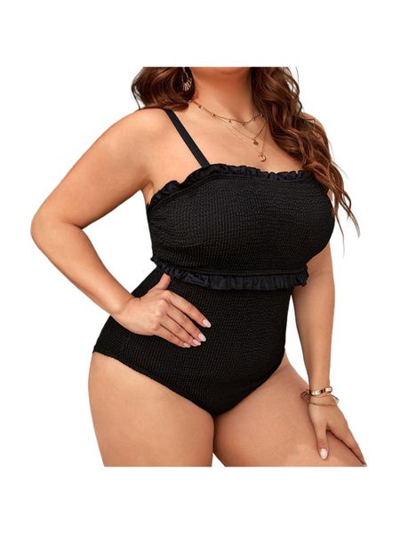 Plus Size - Plus Size Women's One-Piece Beach Swimsuit with Shoulders