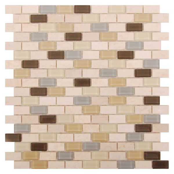 Geologie Glass / Stone Combination Brick Format Mosaic Tiles
