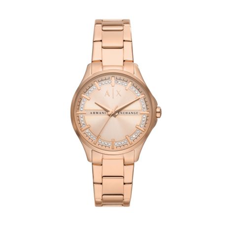 Armani Exchange Womens Rose Gold Stainless Steel Watch AX5264 Daily Sale Shop